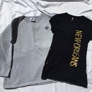 2 New Orleans Saints Items, 1 Sweatshirt, 1 Short Sleeve T-Shirt, both large